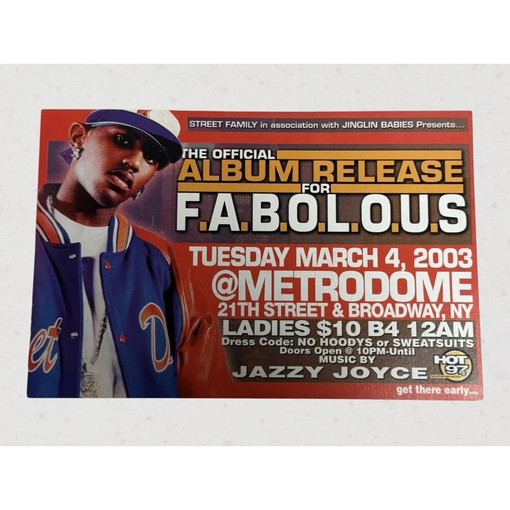 Vintage Fabolous Street Dreams 2003 Album Release Party Promo Flyer Metrodome